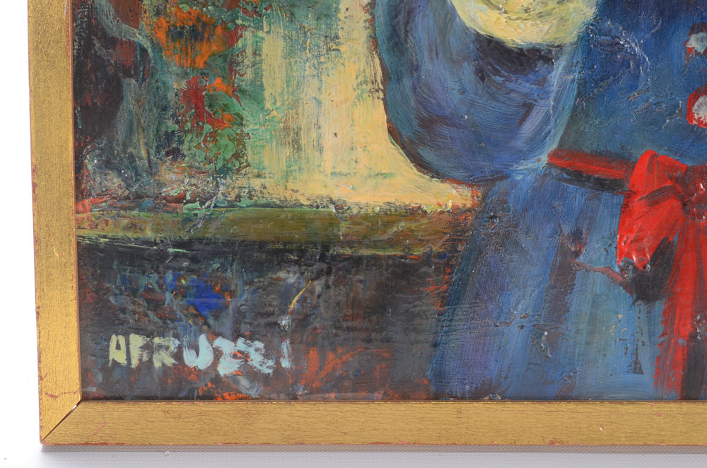 Abruzzi Signed Original Oil Painting "Girl with Flowers"