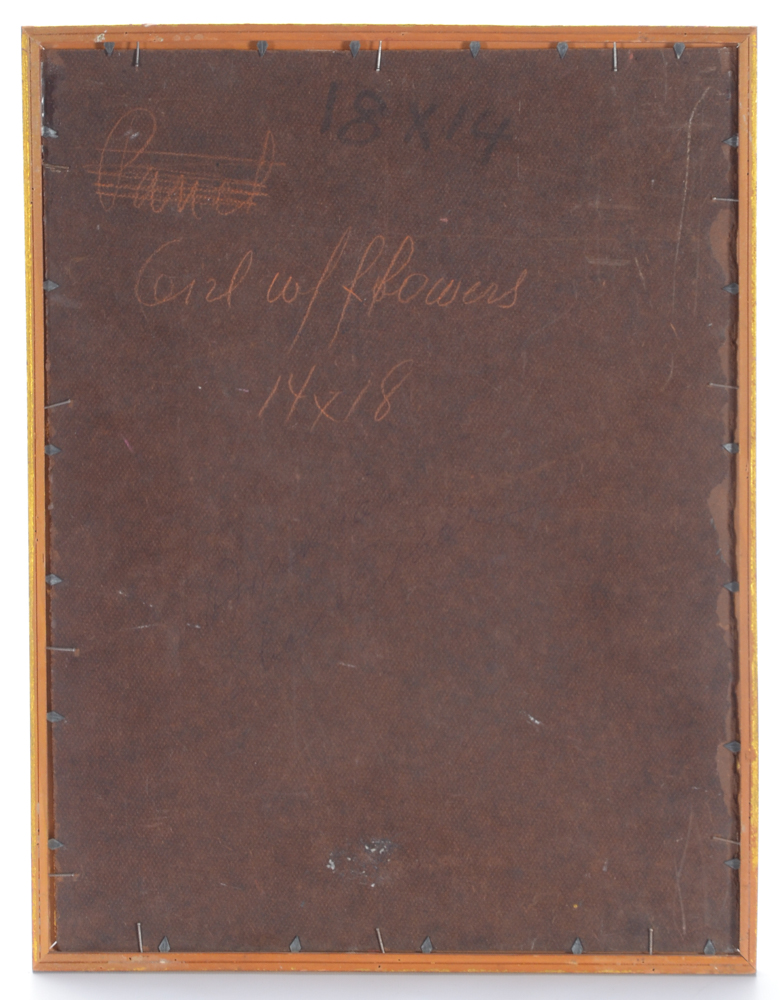 Abruzzi Signed Original Oil Painting "Girl with Flowers"