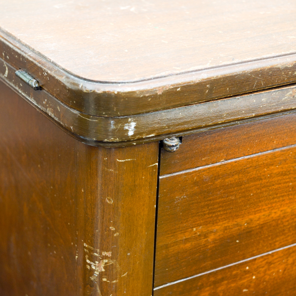 Vintage White Sewing Machine with Cabinet