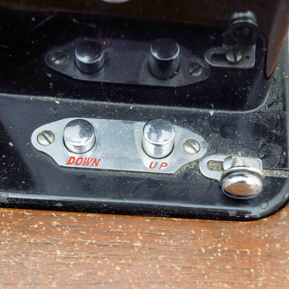 Vintage White Sewing Machine with Cabinet