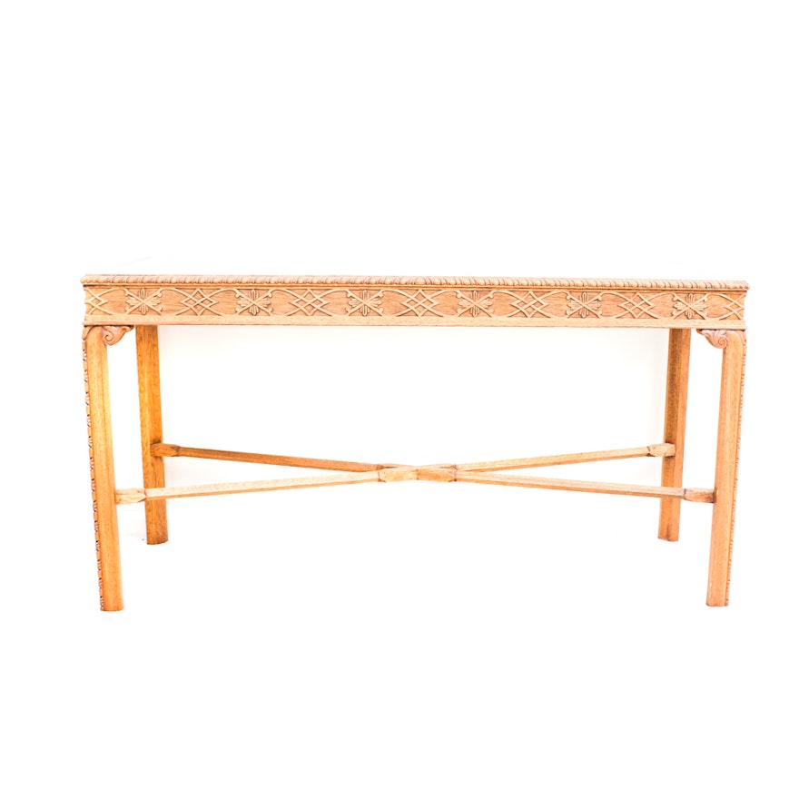 Marble and Wood Console Table