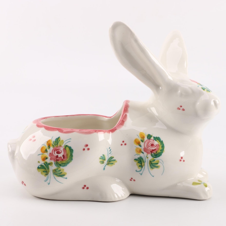 Italian Ceramic Rabbit Planter