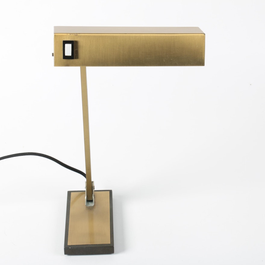 Brass Patinated Pivoting Desk Lamp