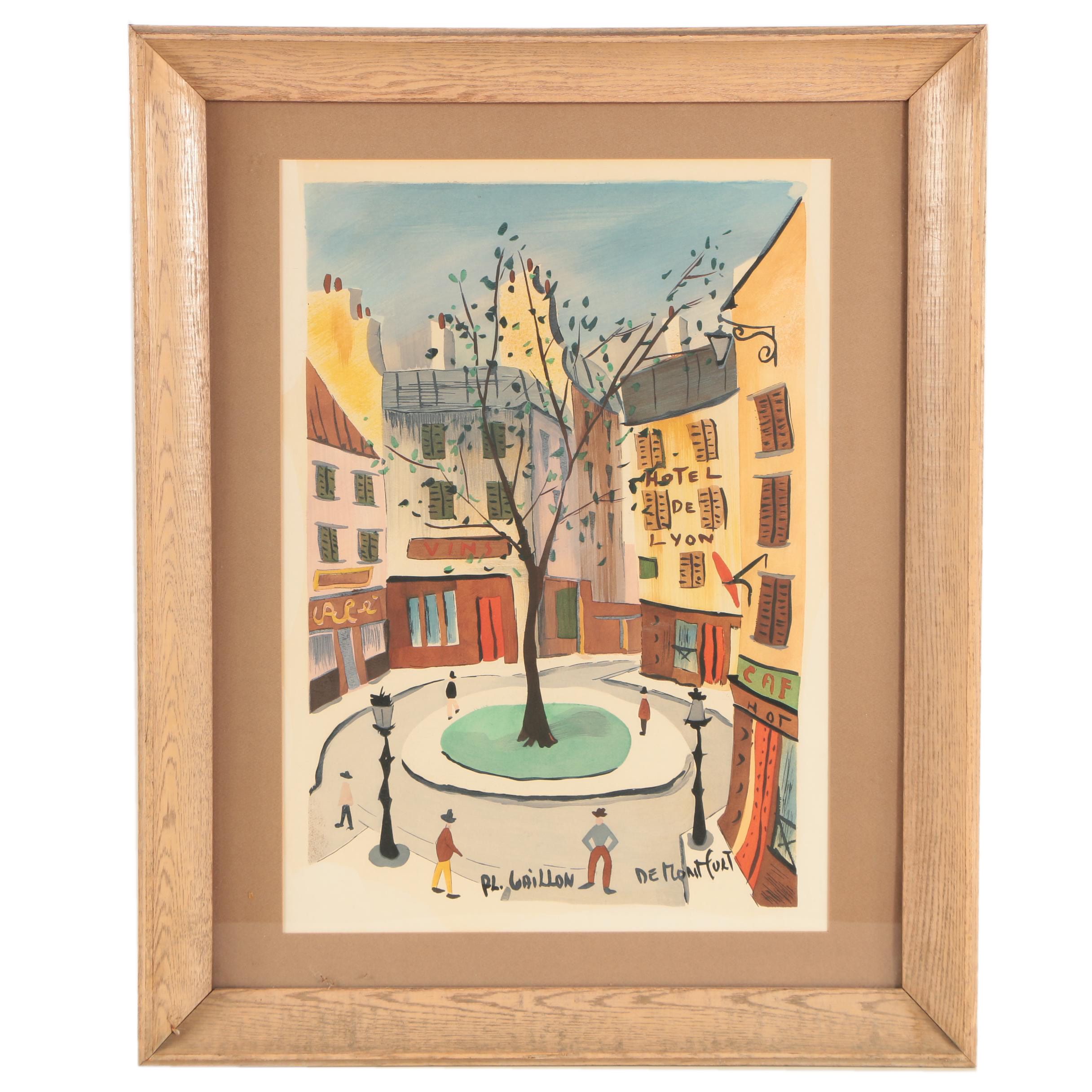 Charles de Montfort Watercolor Painting "Pl. Gaillon"