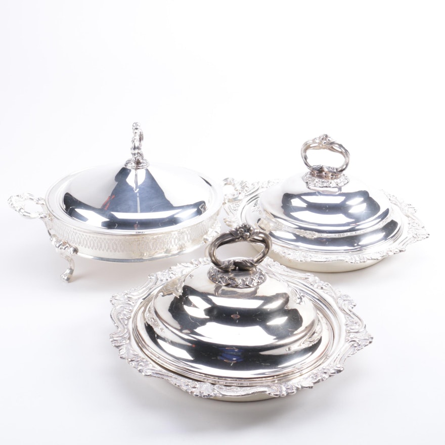 Silver-Plated Lidded Serving Dishes