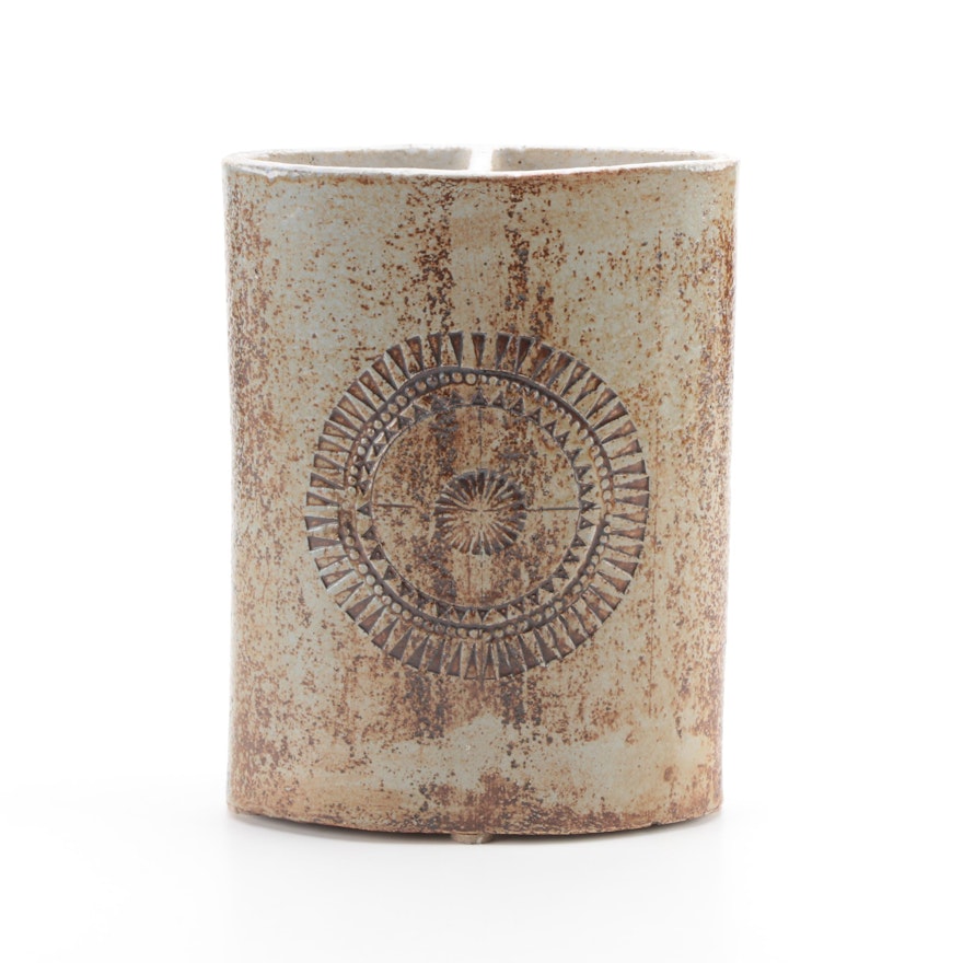 French Capron "Sun" Stoneware Vase