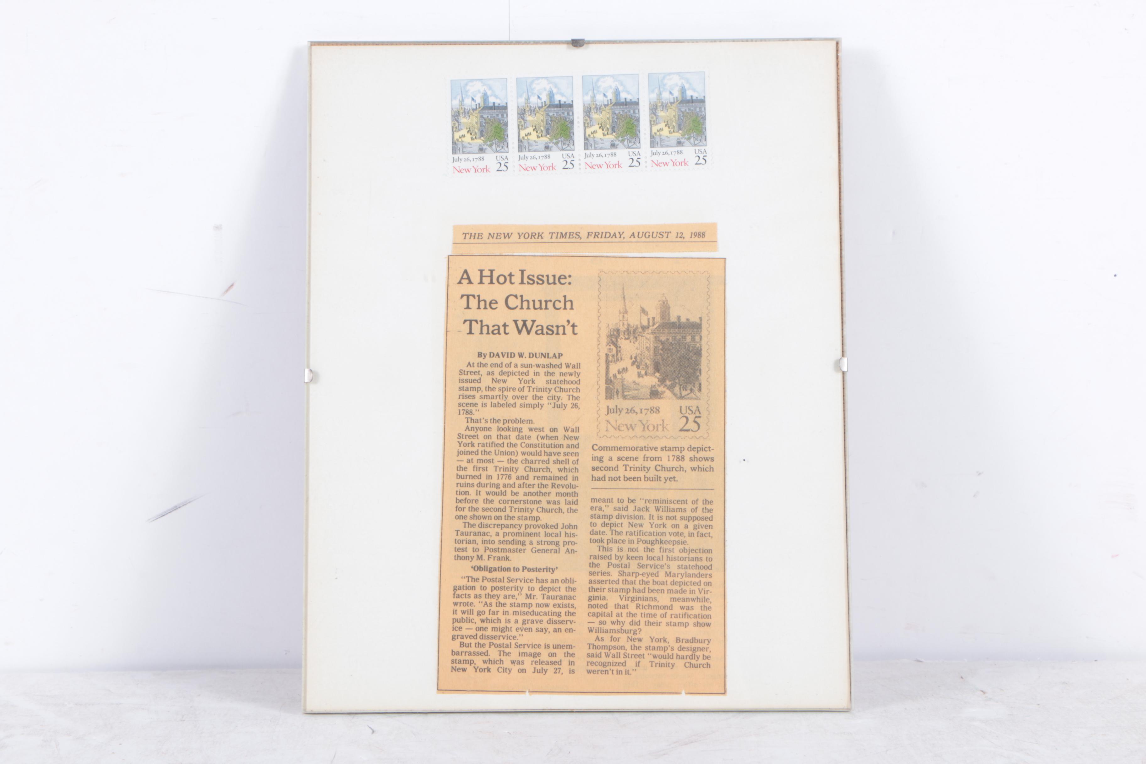 Framed United States and International Postage Stamps