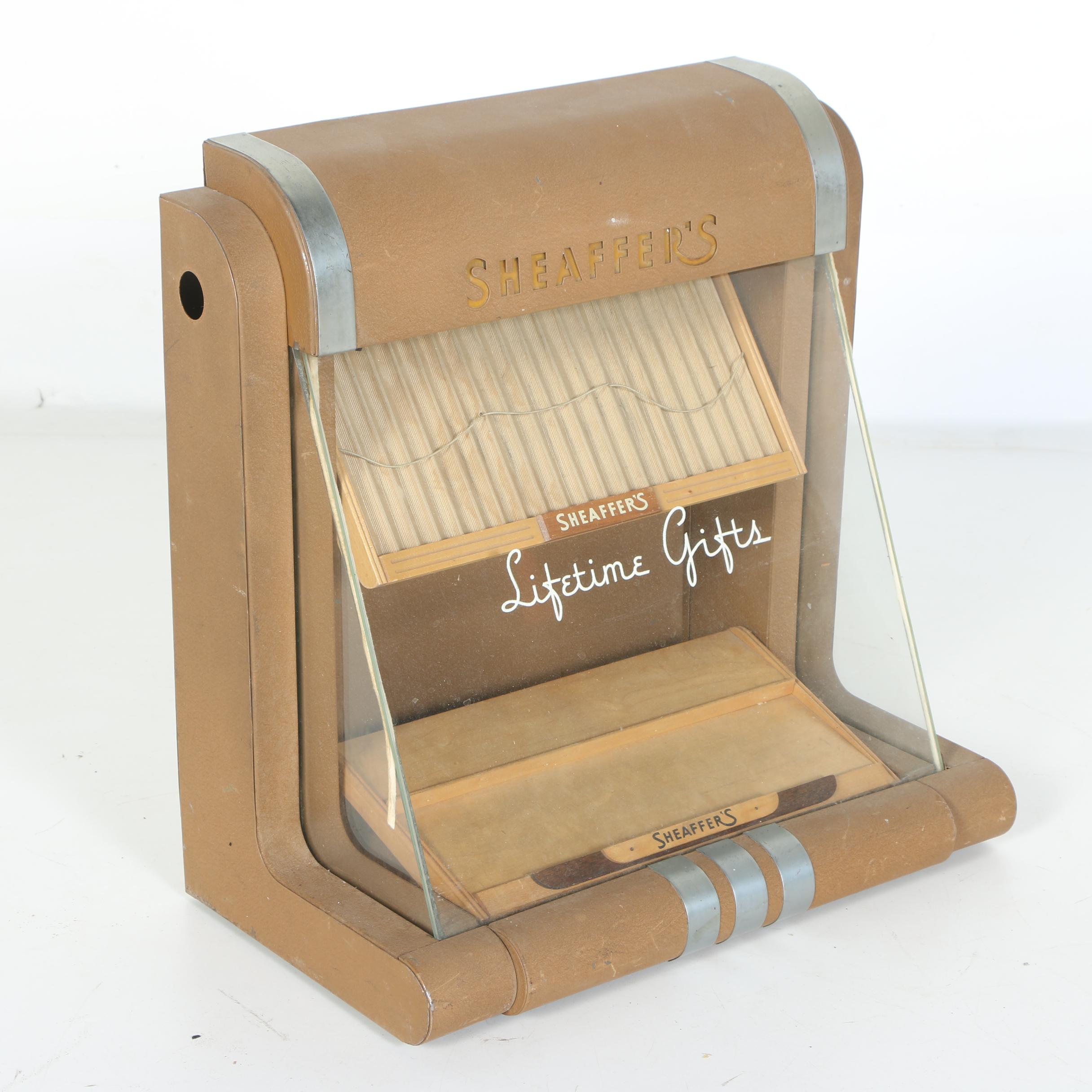 Vintage Sheaffer's Metal Display Case With Light