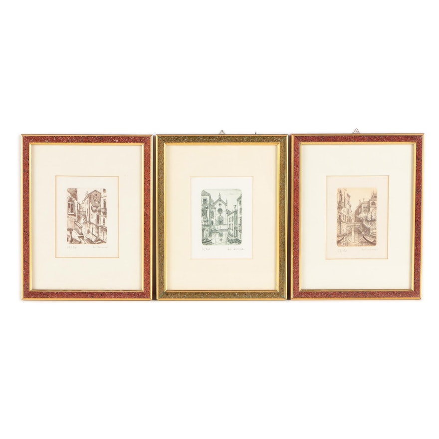 Limited Edition Etchings on Paper of Venetian Scenes