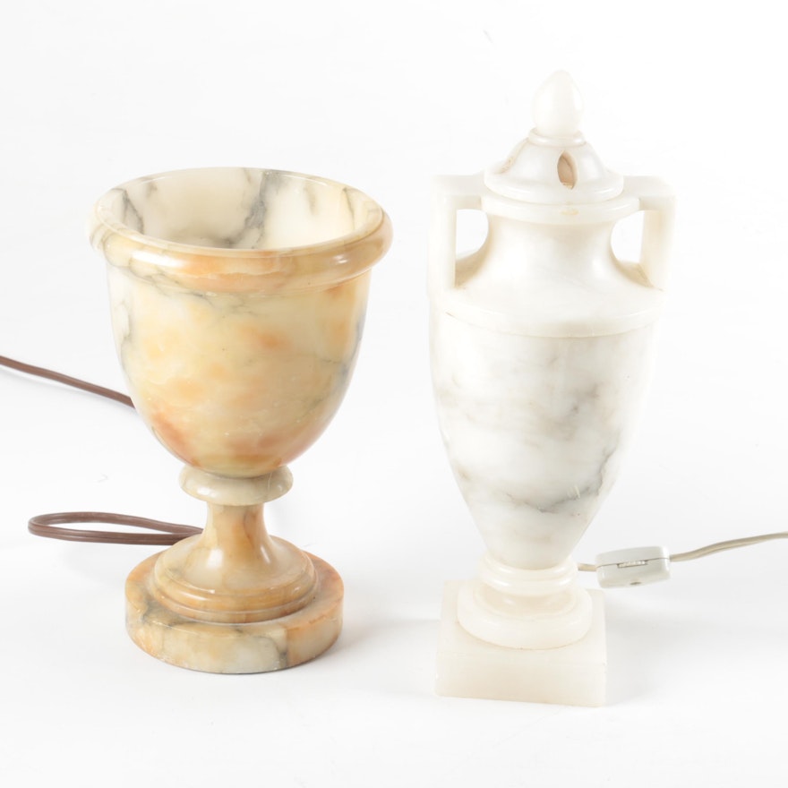 Vintage Alabaster and Marble Urn  Accent Lamps