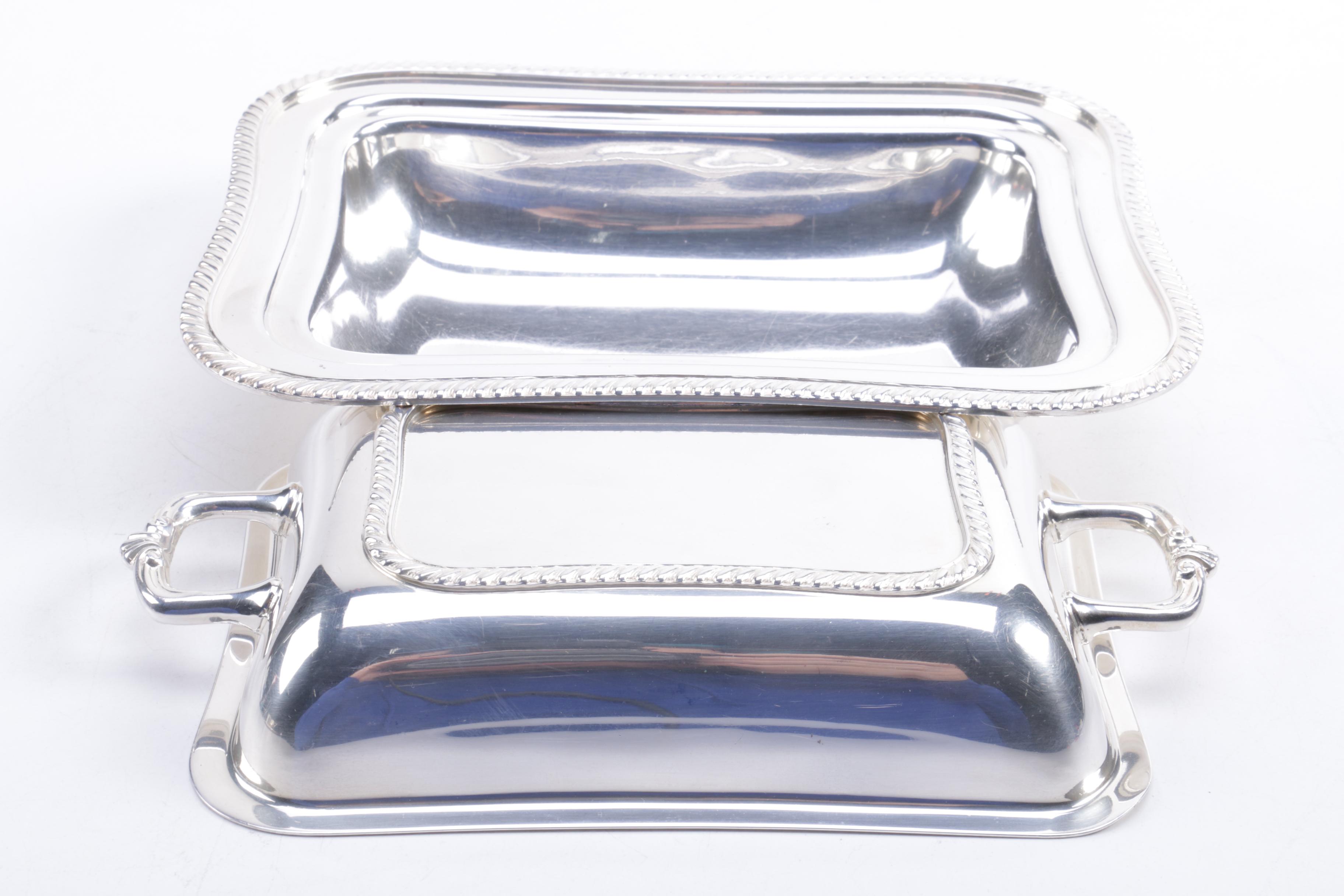 Friedman Silver Co. Covered Dish and Other Silver Plate and Pewter Serveware