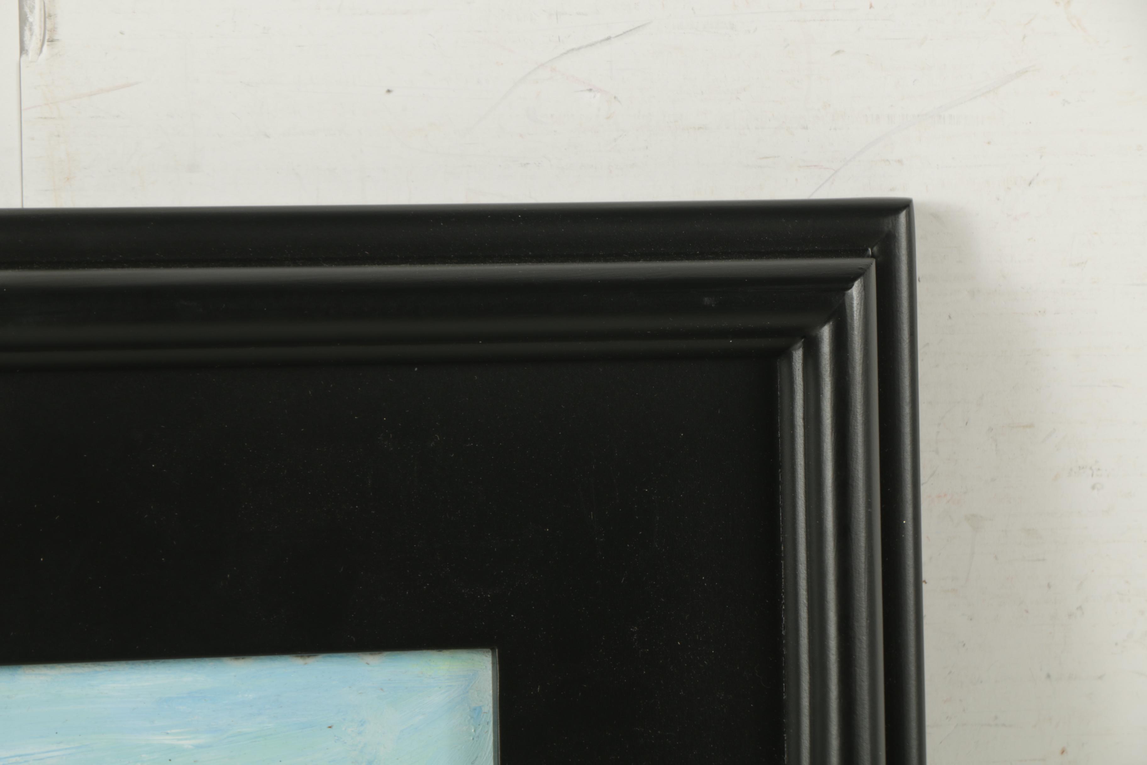 Nino Pippa Oil Painting on Board "French Riviera Beach Scene"