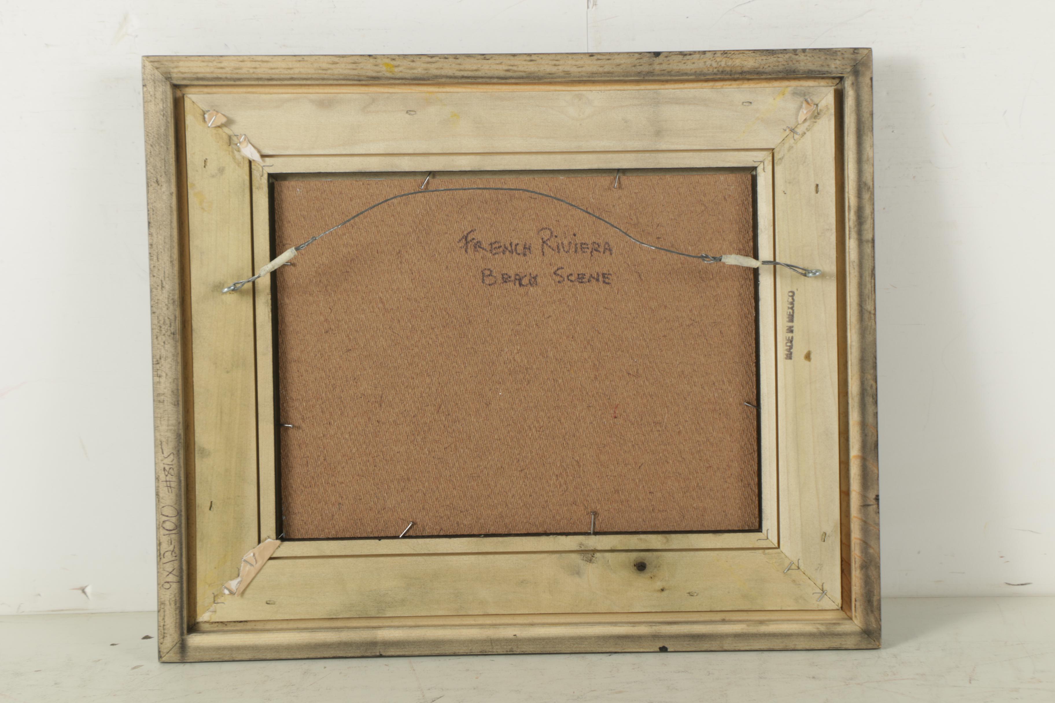 Nino Pippa Oil Painting on Board "French Riviera Beach Scene"