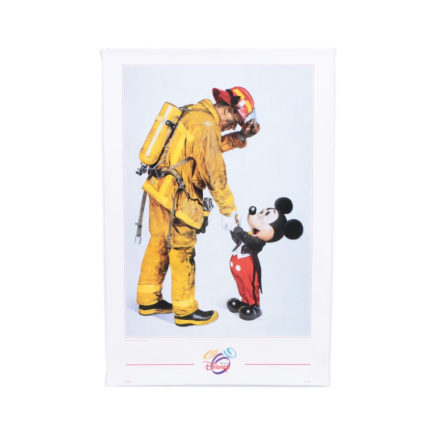 Offset Lithograph After Charles Boyer "A Disneyland Tribute to Firefighters"