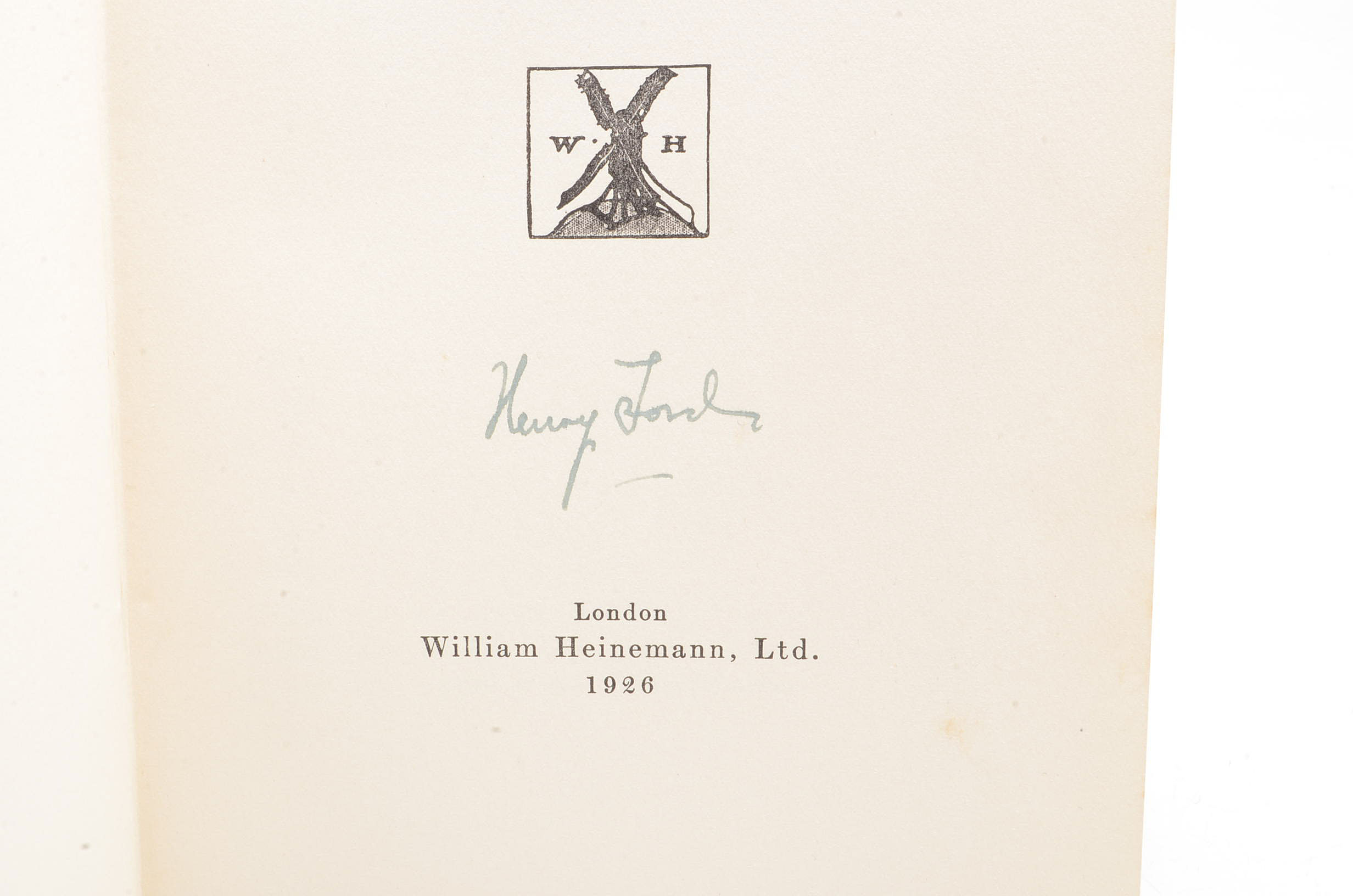 1926 Signed Memoir "Today and Tomorrow" by Henry Ford