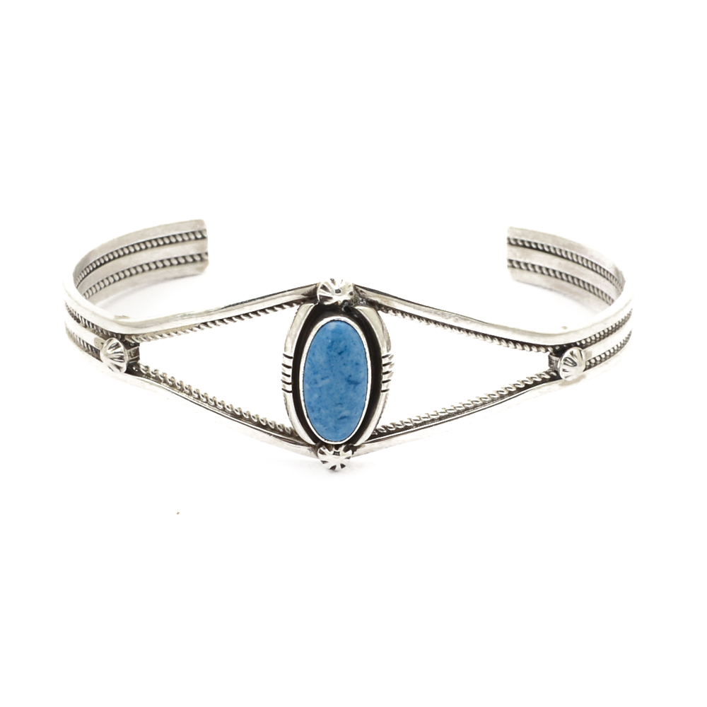 Sterling Silver and Imitation Sodalite Cuff Bracelet