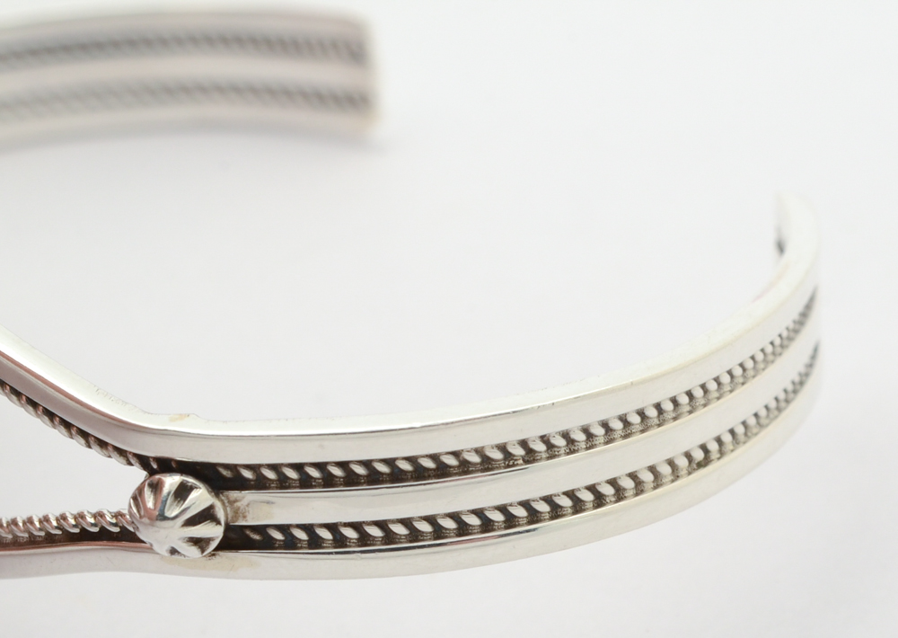 Sterling Silver and Imitation Sodalite Cuff Bracelet