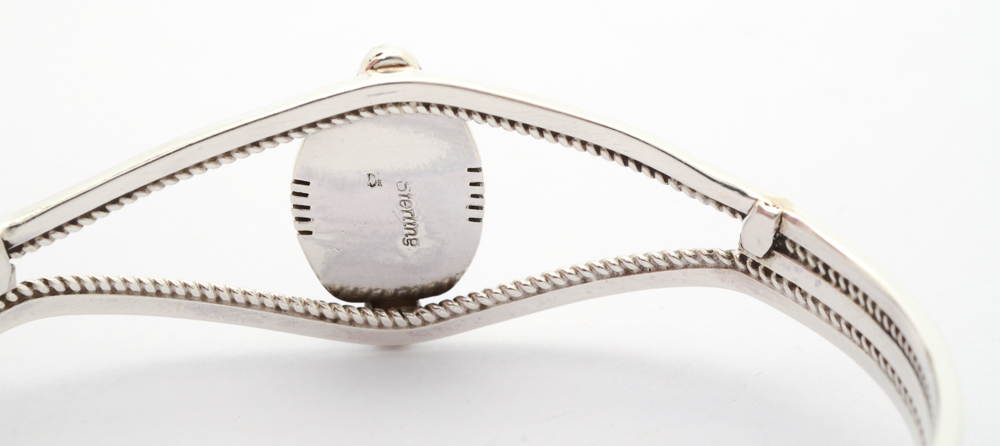 Sterling Silver and Imitation Sodalite Cuff Bracelet