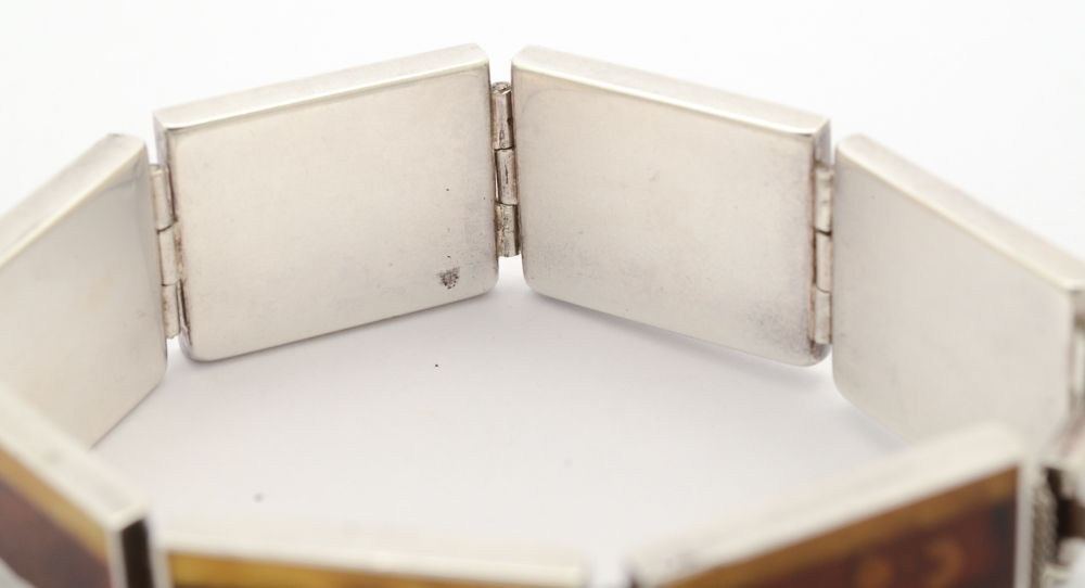 Vintage Amber Inlay Sterling Silver Bracelet and Ring