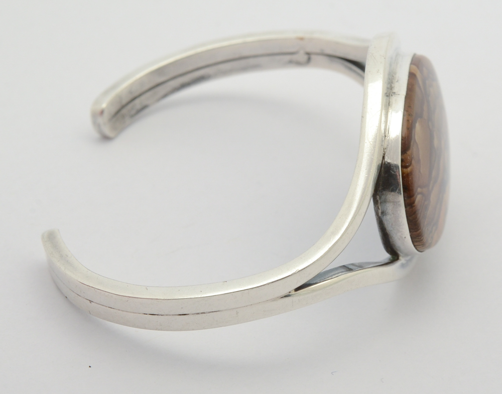 Sterling Silver and Jasper Stone Cuff Bracelet