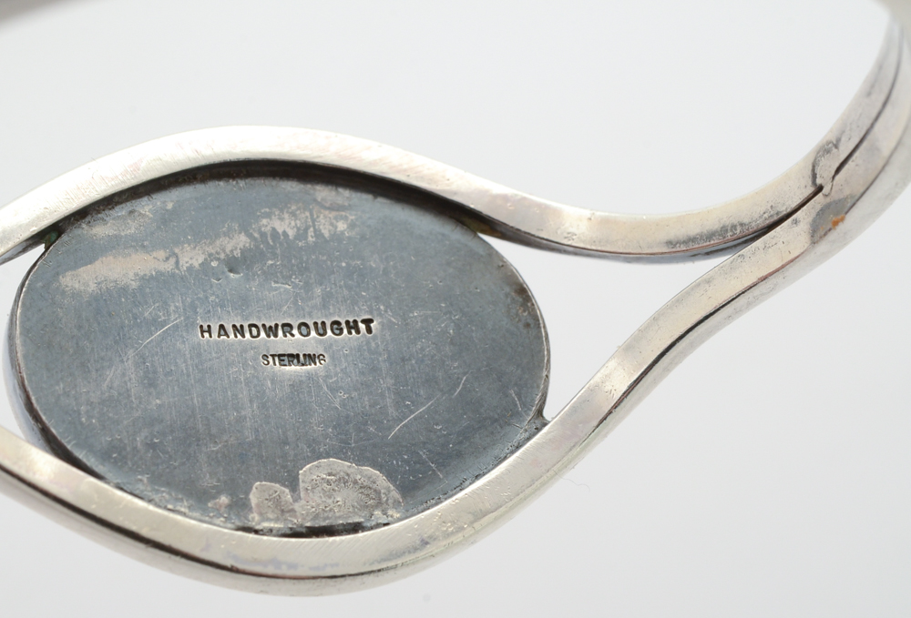 Sterling Silver and Jasper Stone Cuff Bracelet