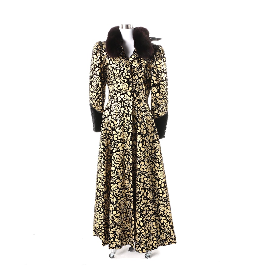 Nina Ricci Haute Boutique Velvet Coat with Fox Fur Collar