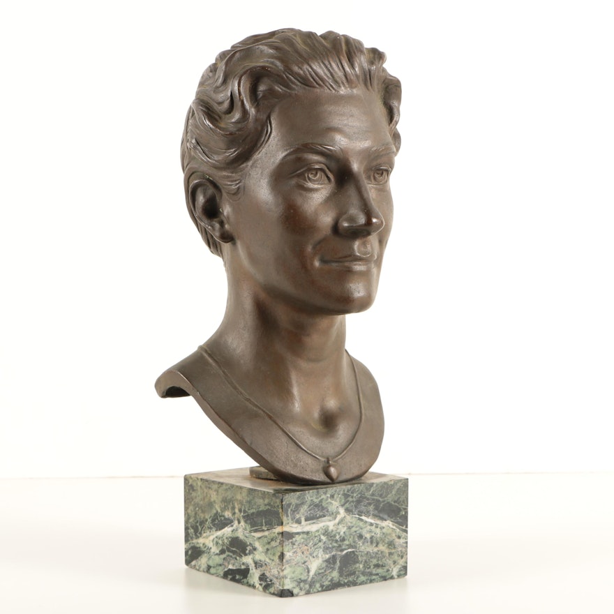 Helen Zelezny-Scholz 1958 Bronze Bust on Marble Base