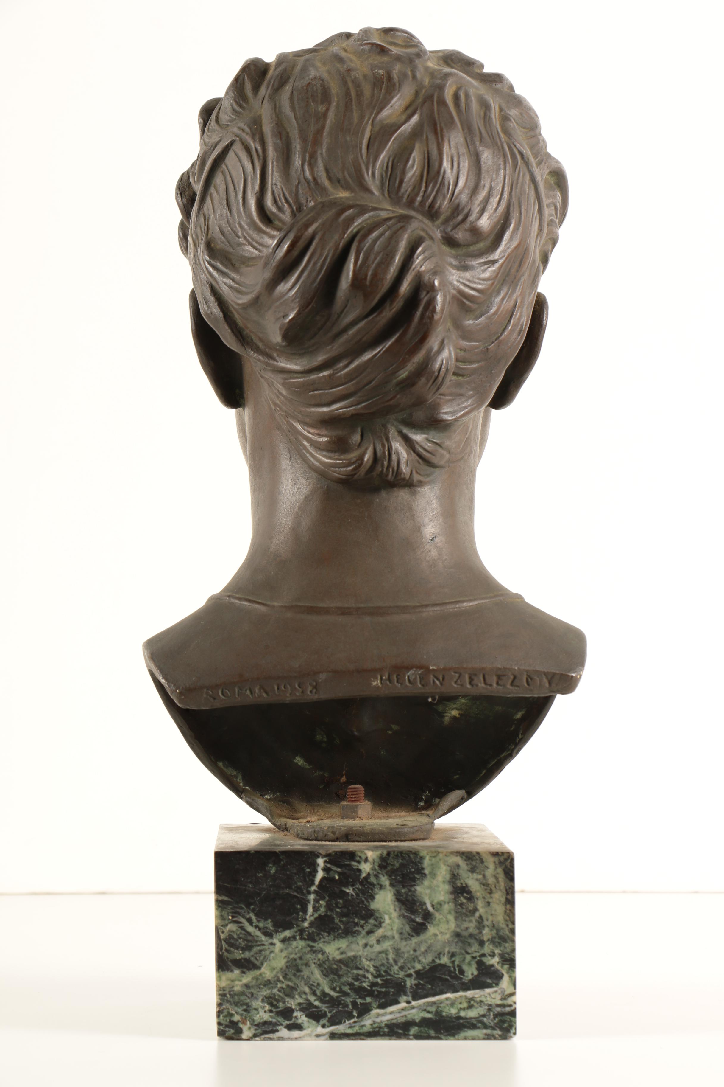 Helen Zelezny-Scholz 1958 Bronze Bust on Marble Base