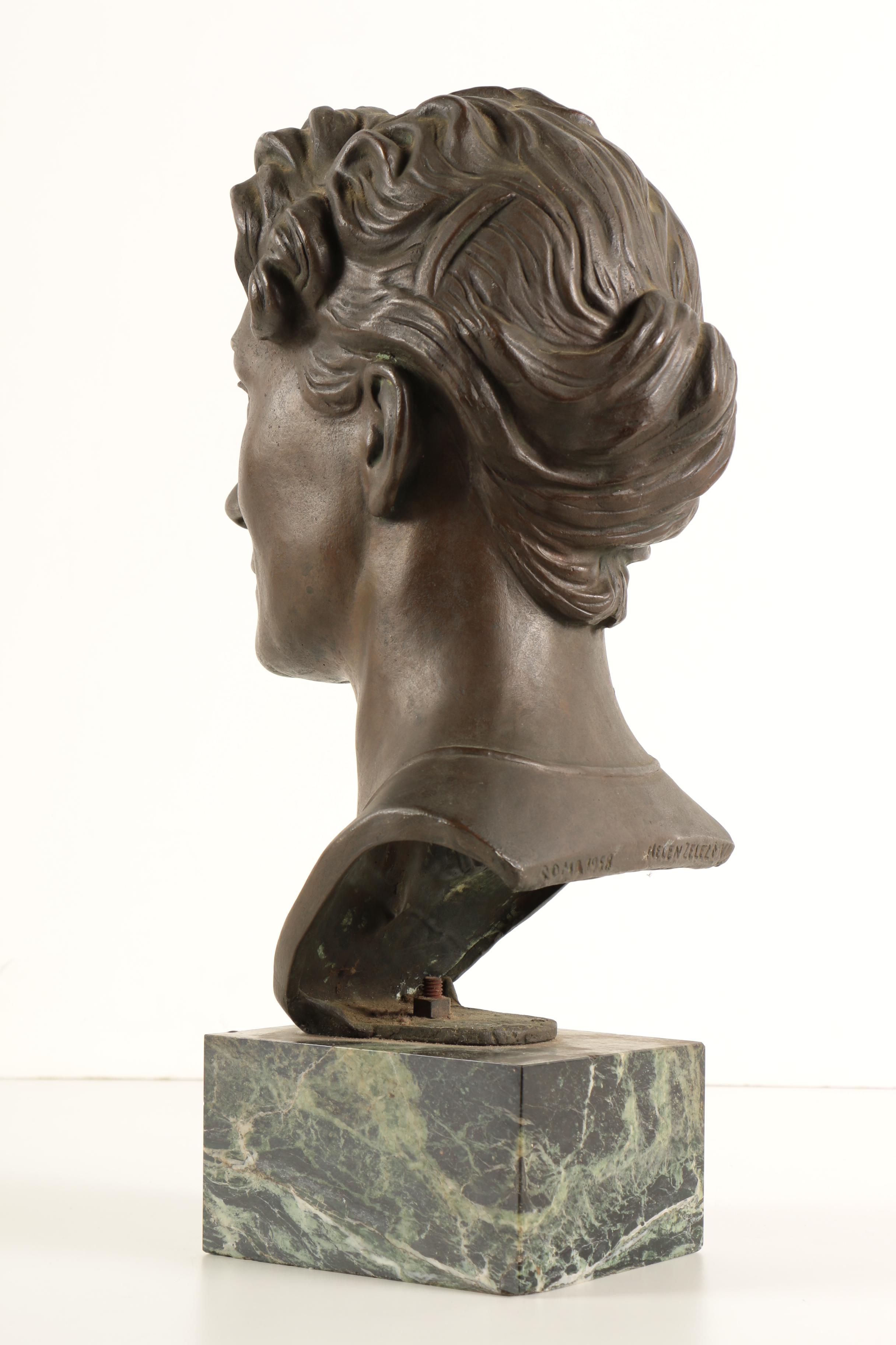 Helen Zelezny-Scholz 1958 Bronze Bust on Marble Base