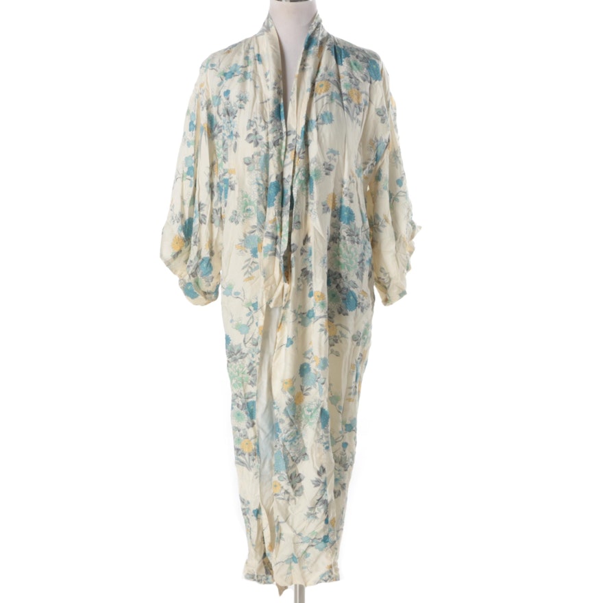 Vintage Japanese Silk Kimono Style Robe