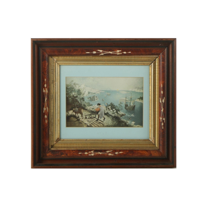 Reproduction Print After Pieter Bruegel "Landscape with the Fall of Icarus"