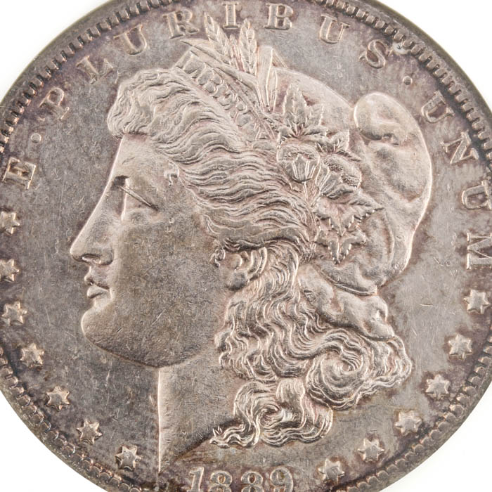 NGC Graded AU55 Key Date 1889 CC Morgan Silver Dollar