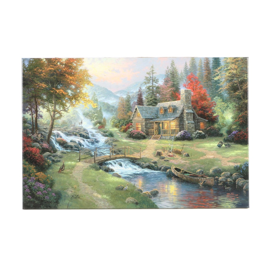 Thomas Kinkade Limited Edition Giclee on Canvas "Mountain Paradise"