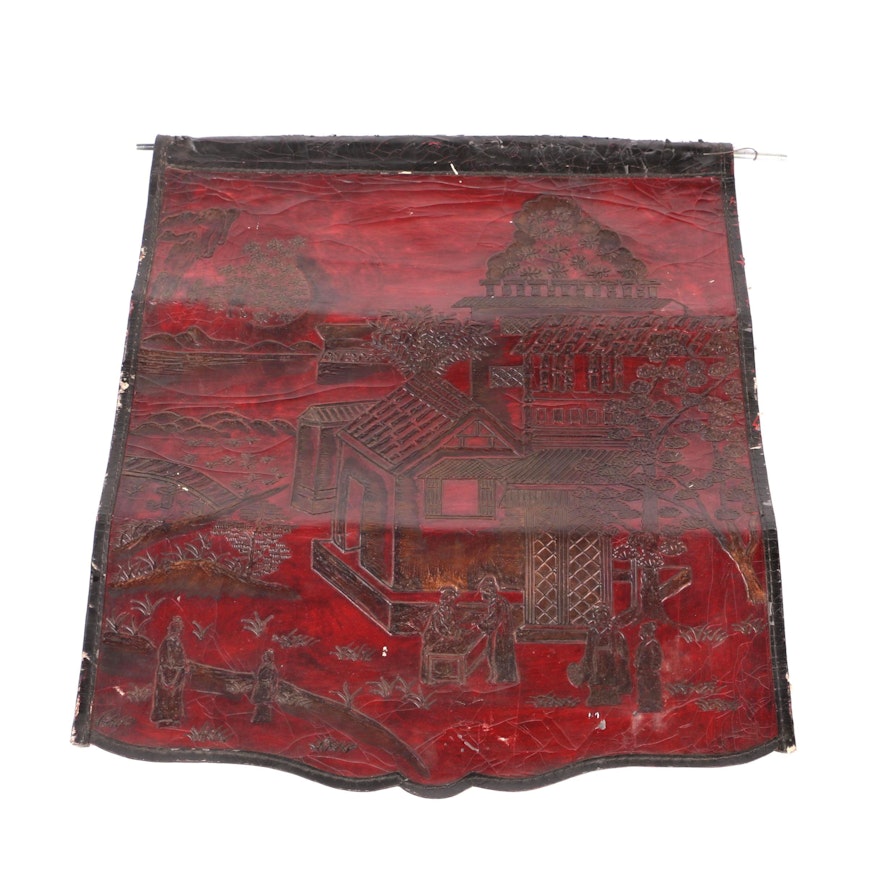 Chinese Embossed Leather Wall Hanging