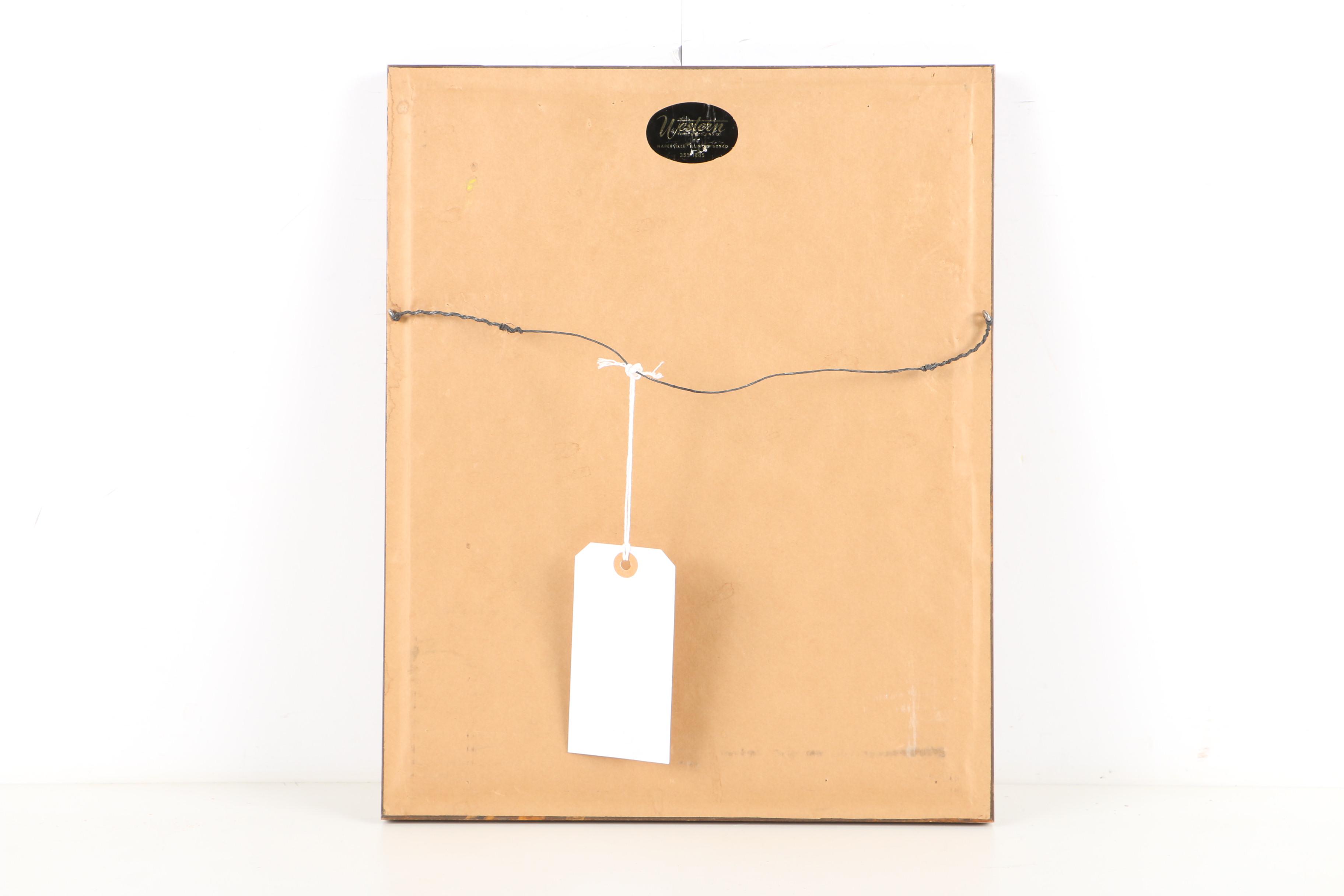 East Asian Style Watercolor Painting on Paper of Wooded Scene