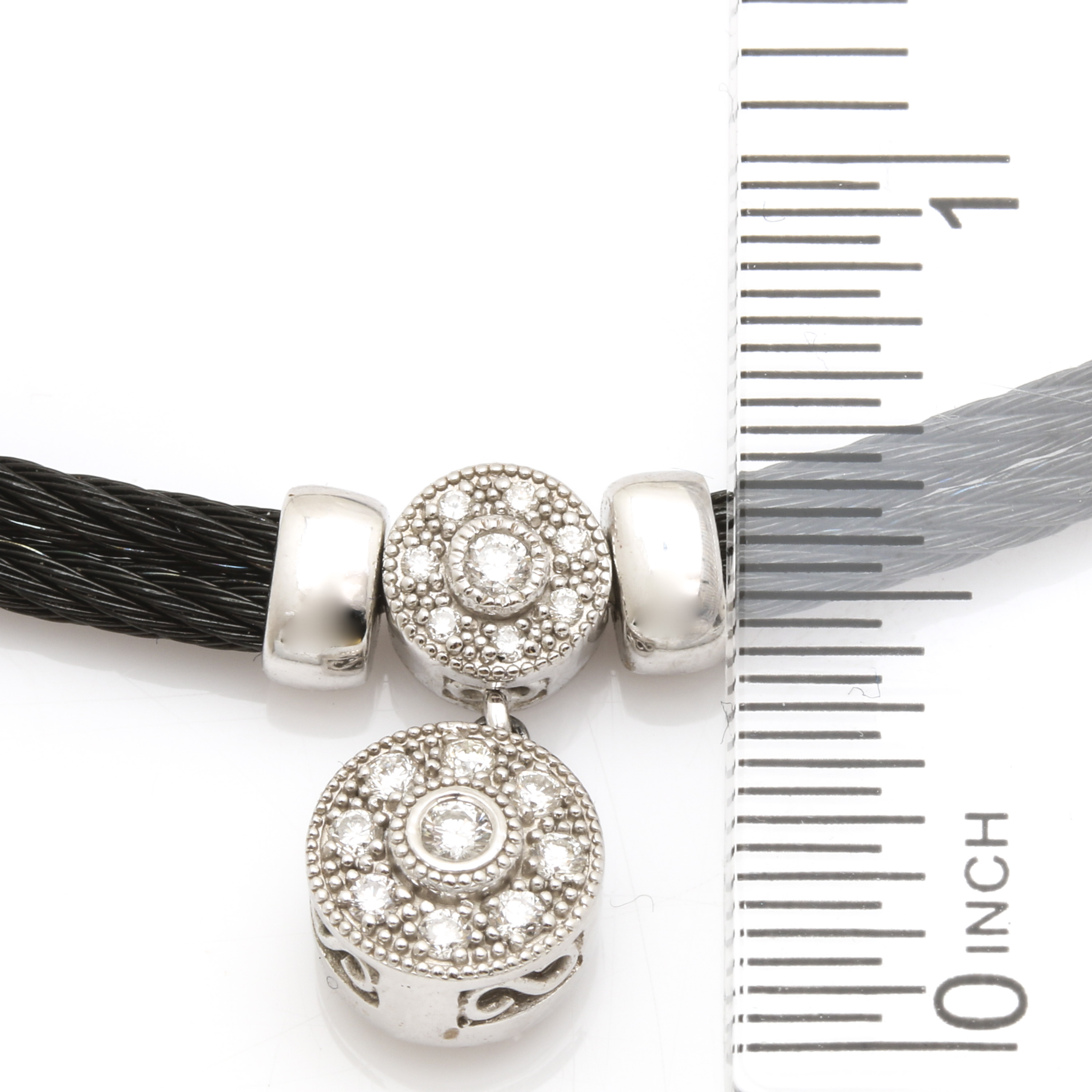 Charriol "Celtic Noir" 18K White Gold and Steel Diamond Necklace