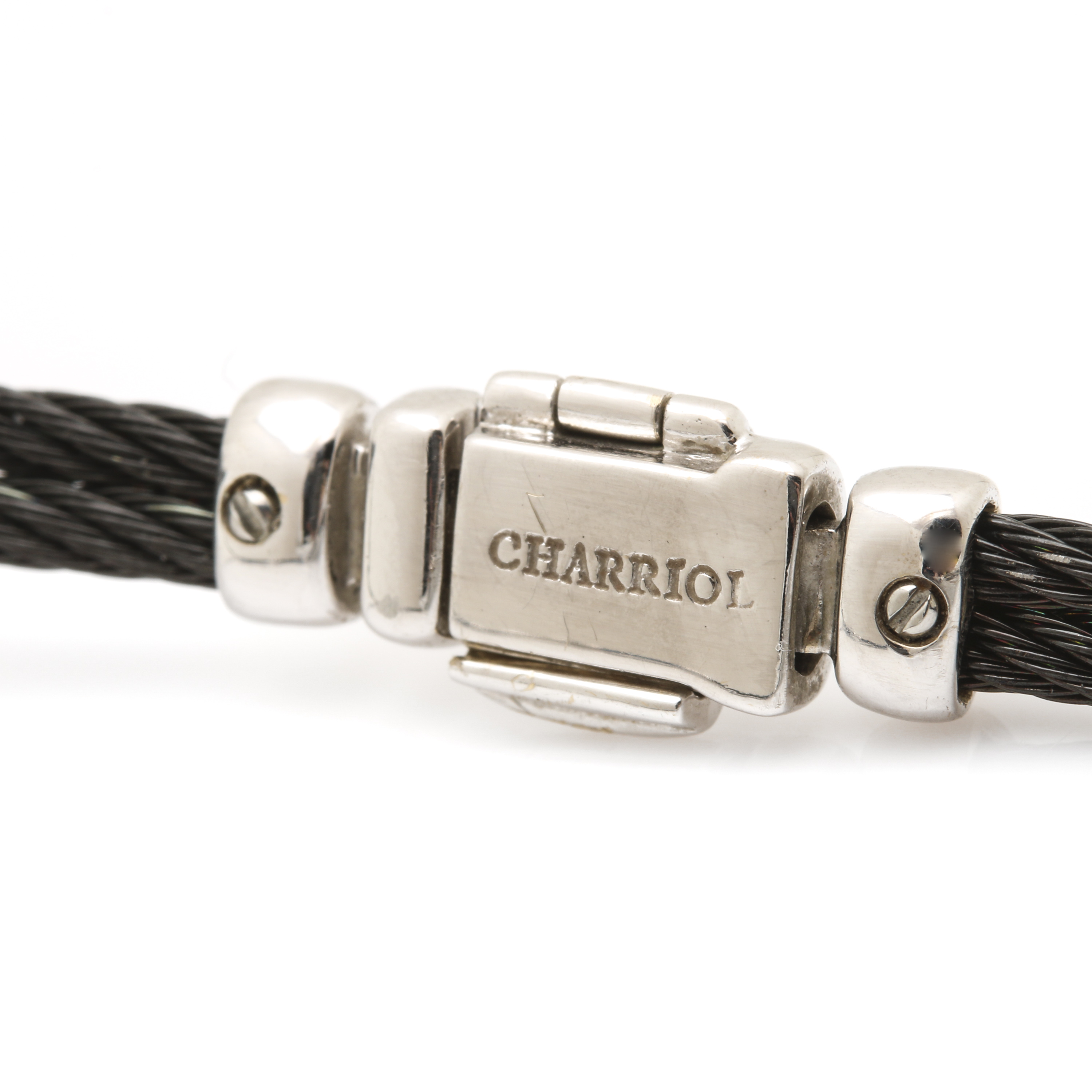 Charriol "Celtic Noir" 18K White Gold and Steel Diamond Necklace