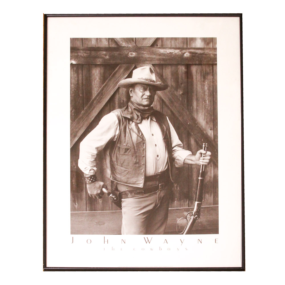 Framed Offset Lithograph John Wayne "The Cowboys" Poster
