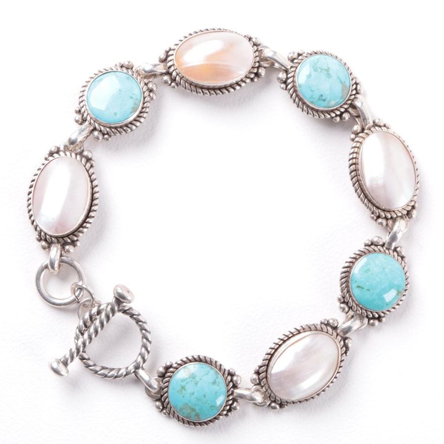 Carolyn Pollack Sterling Silver Bracelet with Shell Accents