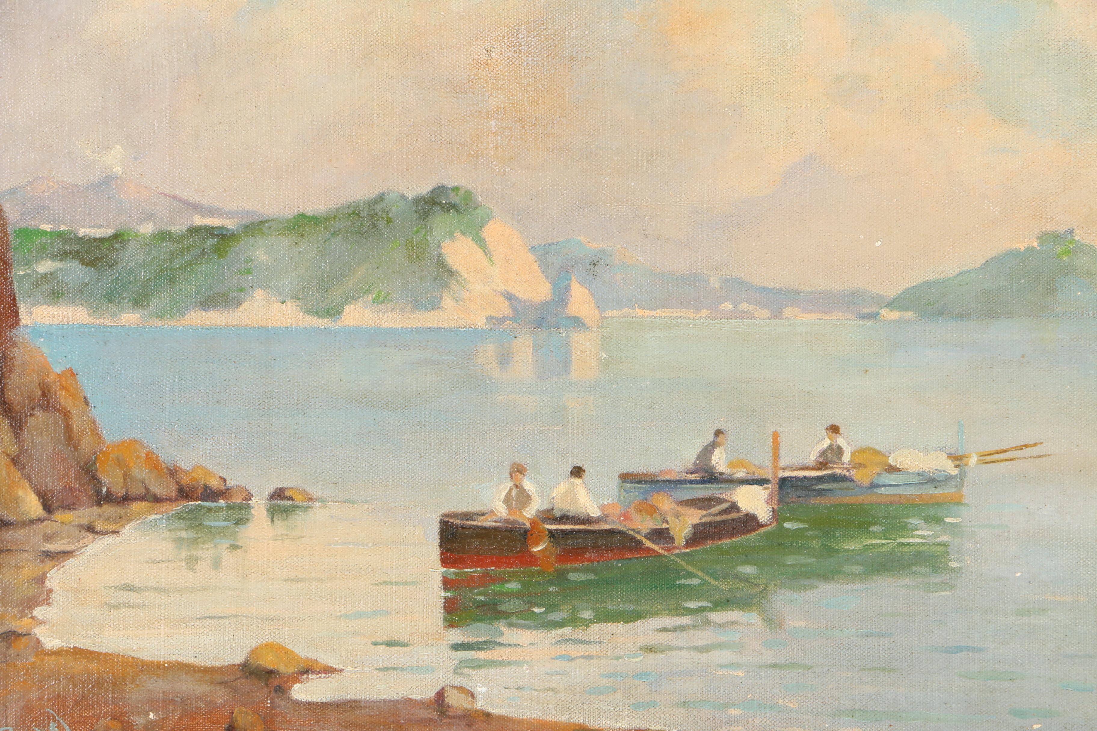 Henry Ravel Oil Painting on Canvas Board Coastal Scene