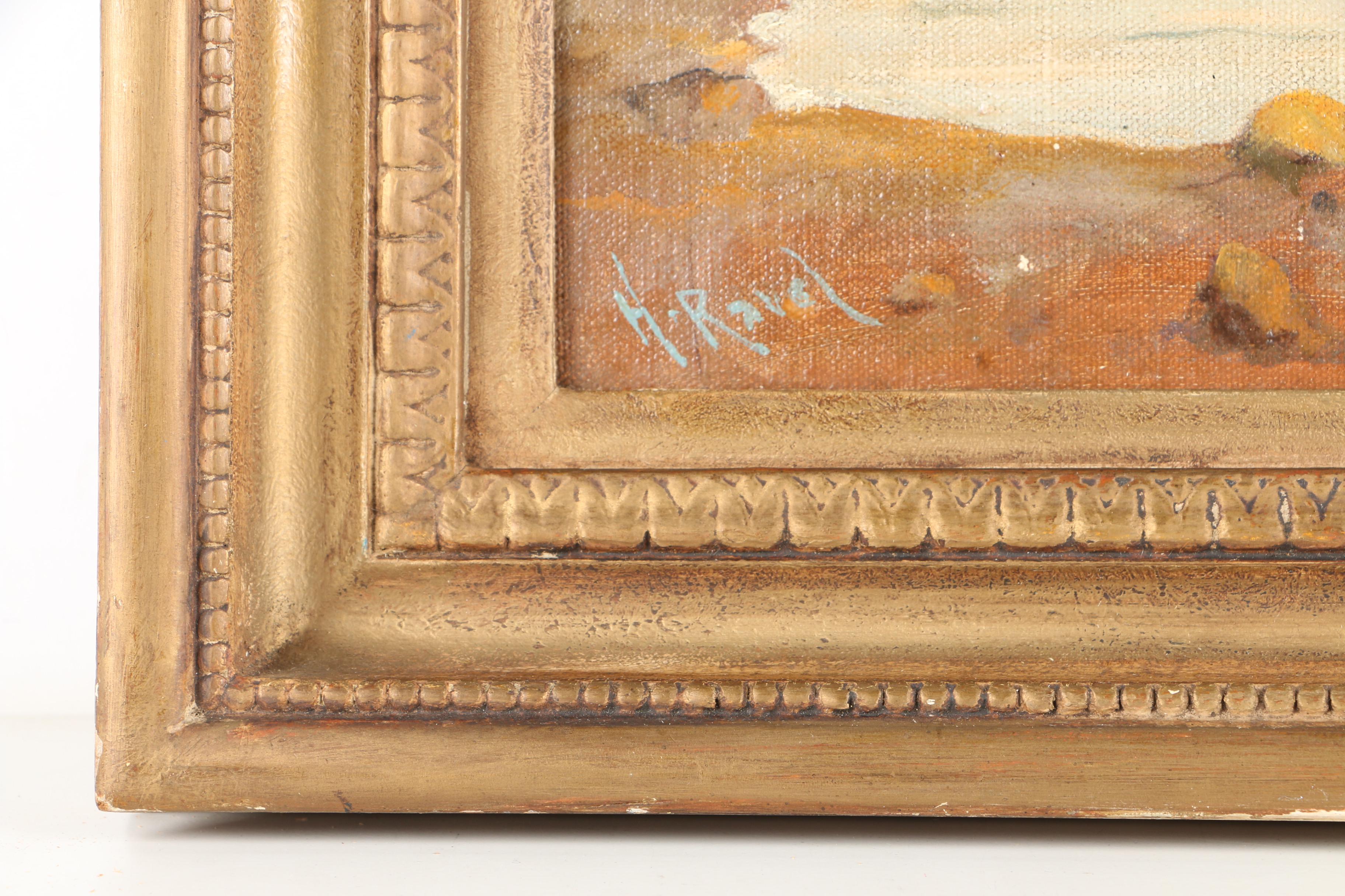 Henry Ravel Oil Painting on Canvas Board Coastal Scene