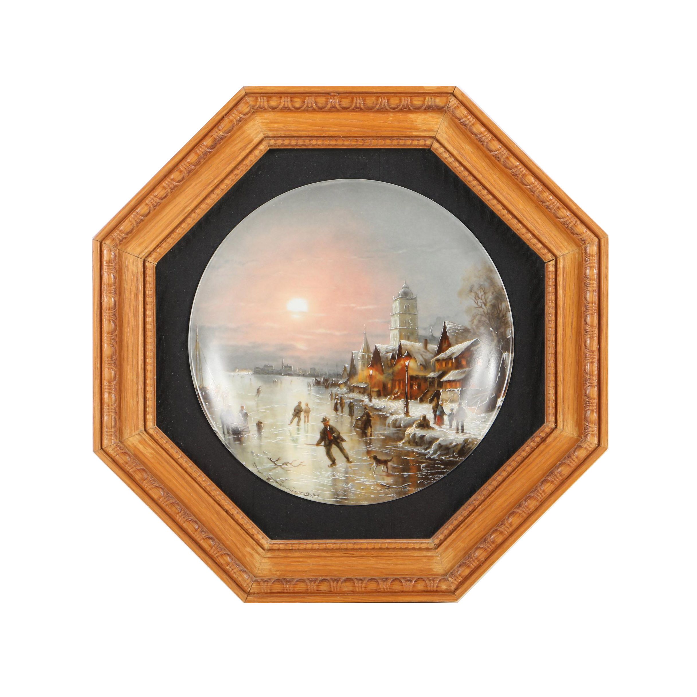 Furstenberg Collectors Plate After Ludwig Muninger "Eisläufer in der Abendsonne"