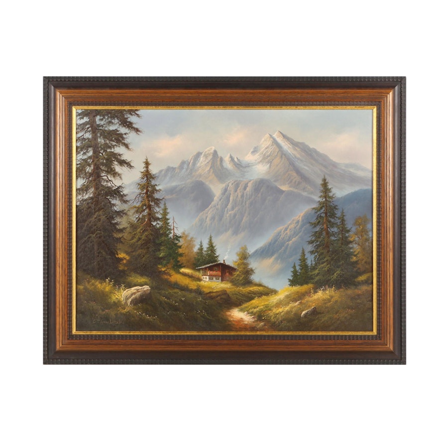 B. Landrock Oil Painting on Canvas of Landscape