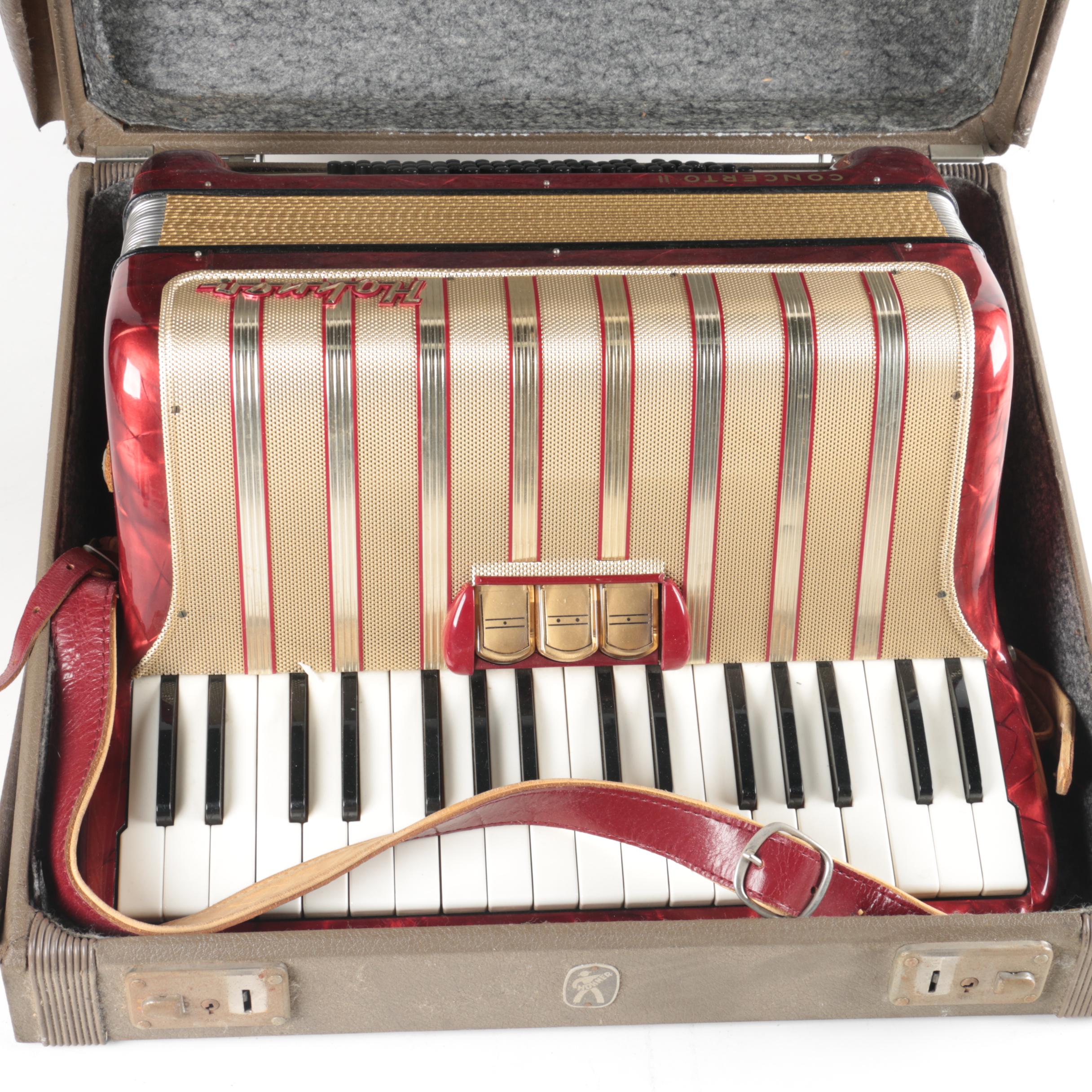 Hohner Concerto II Accordion with Case and Sheet Music