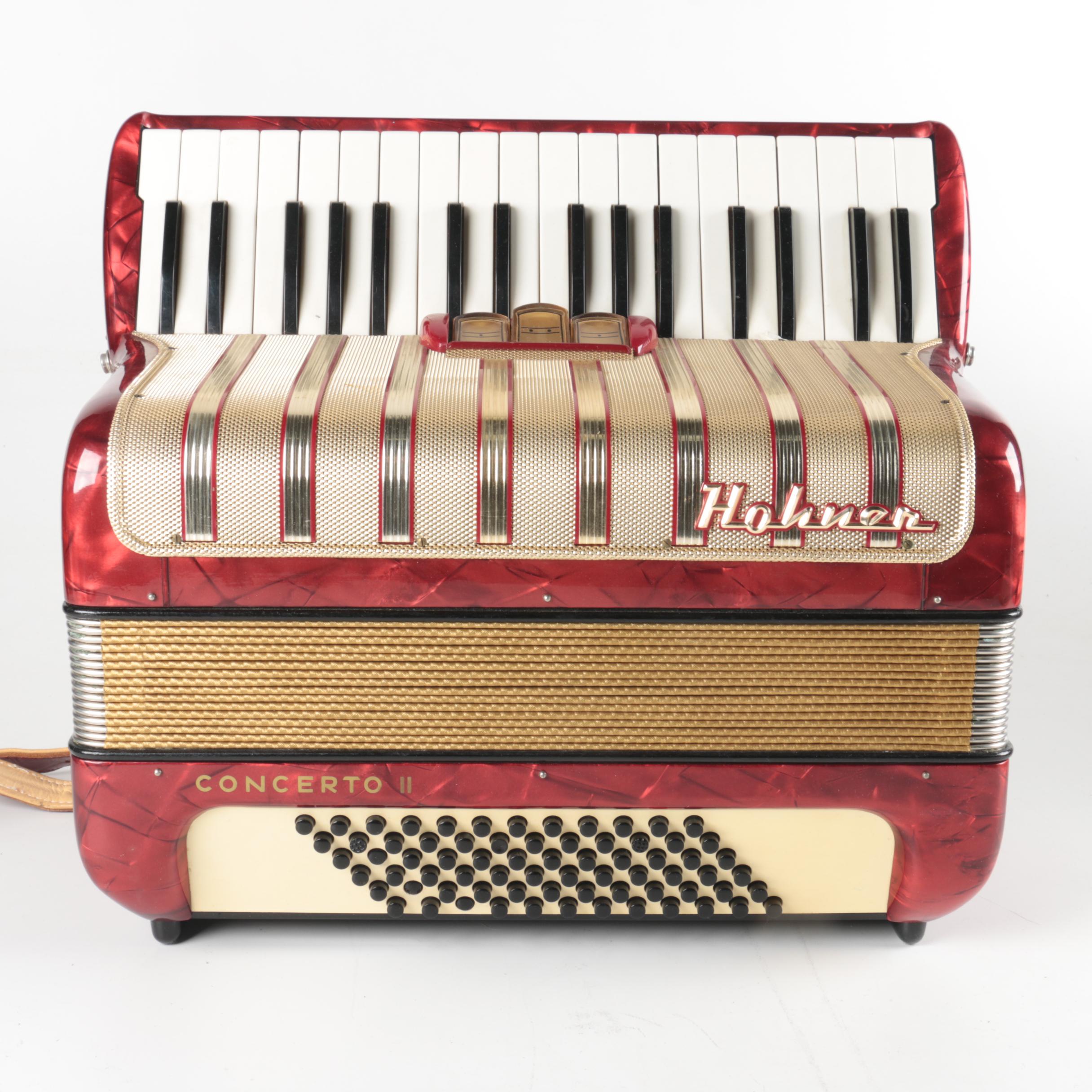 Hohner Concerto II Accordion with Case and Sheet Music