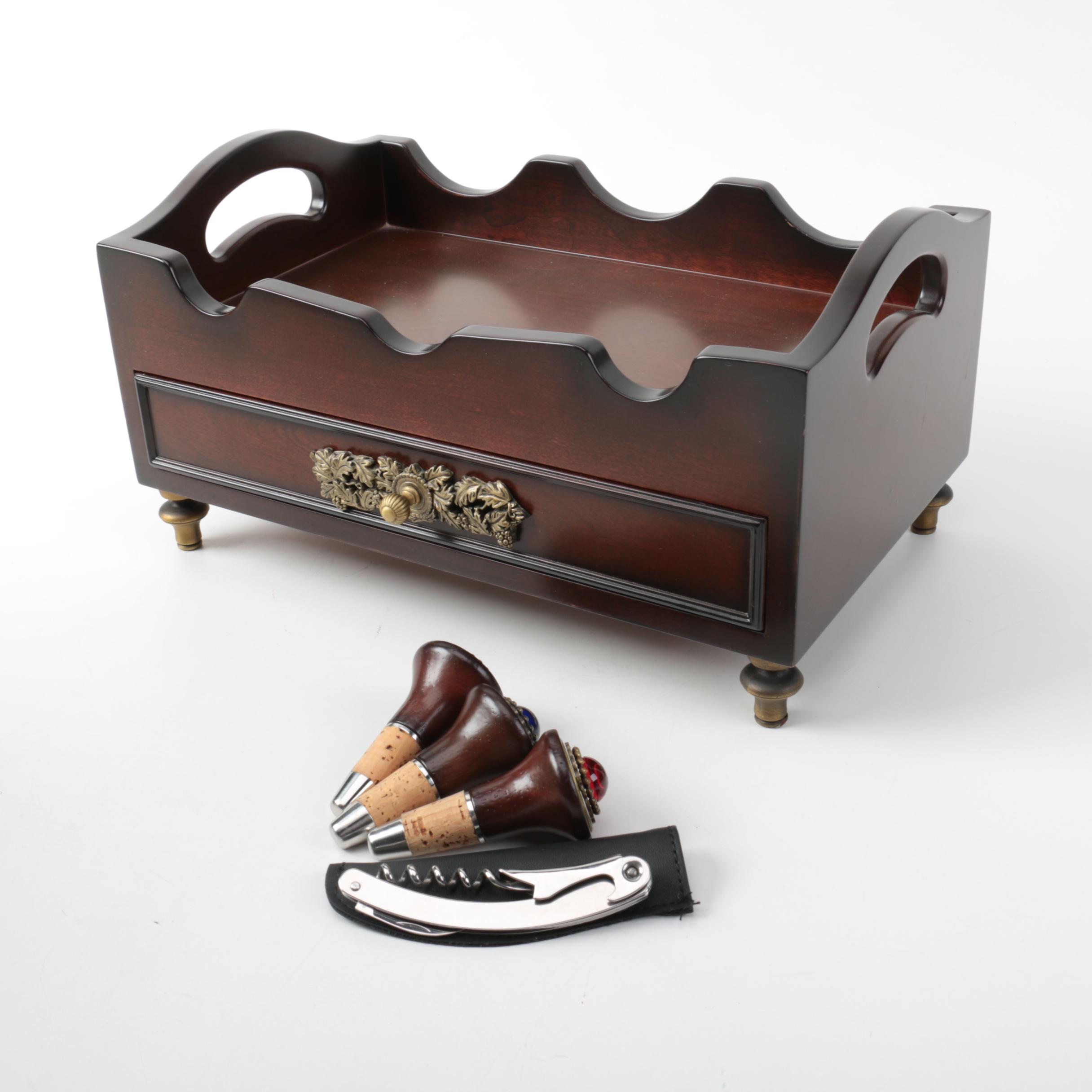 The Bombay Company Wine Bottle Holder and Stoppers