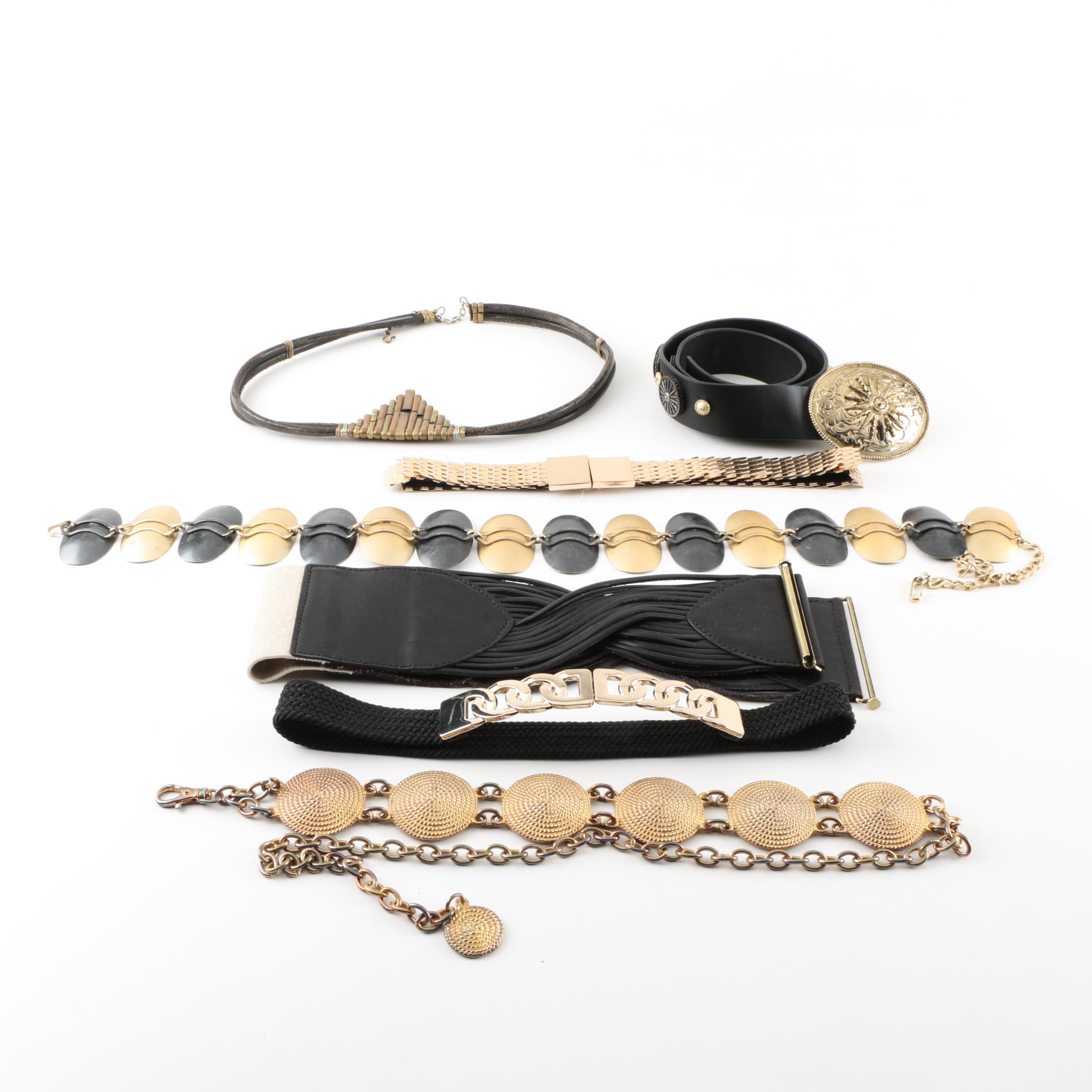 Women's Black and Gold Tone Belts