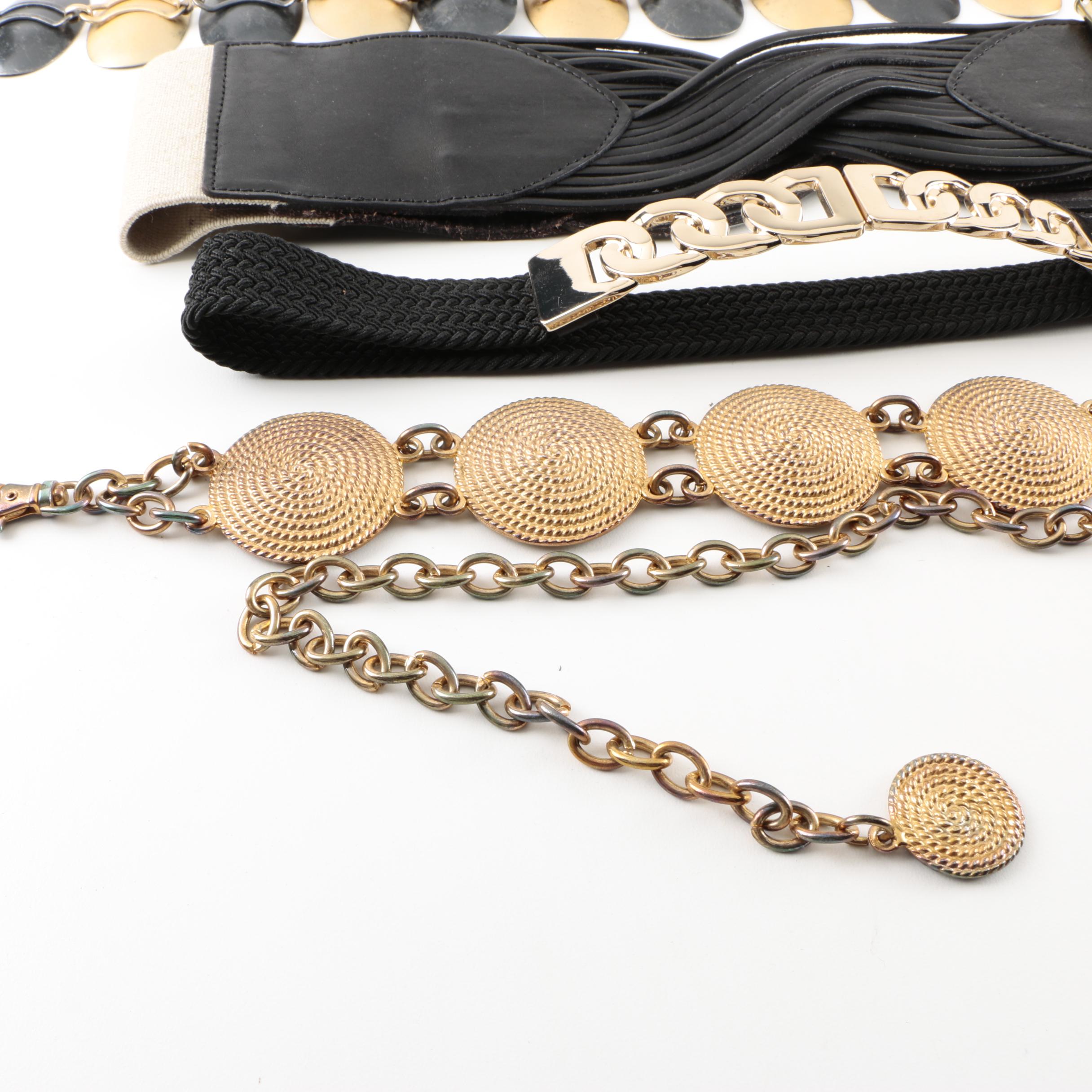 Women's Black and Gold Tone Belts