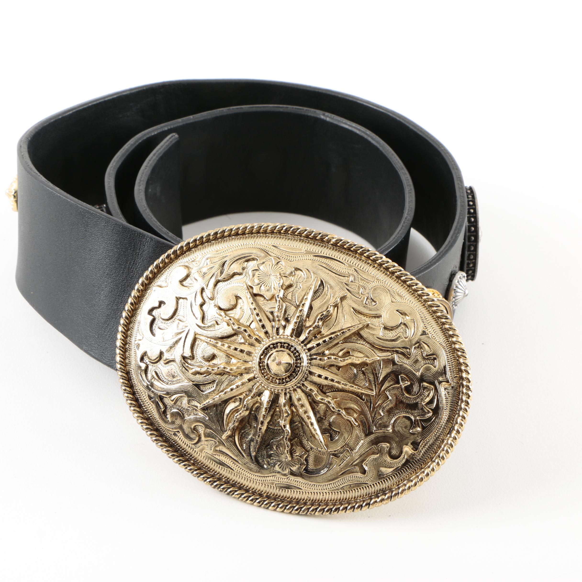 Women's Black and Gold Tone Belts