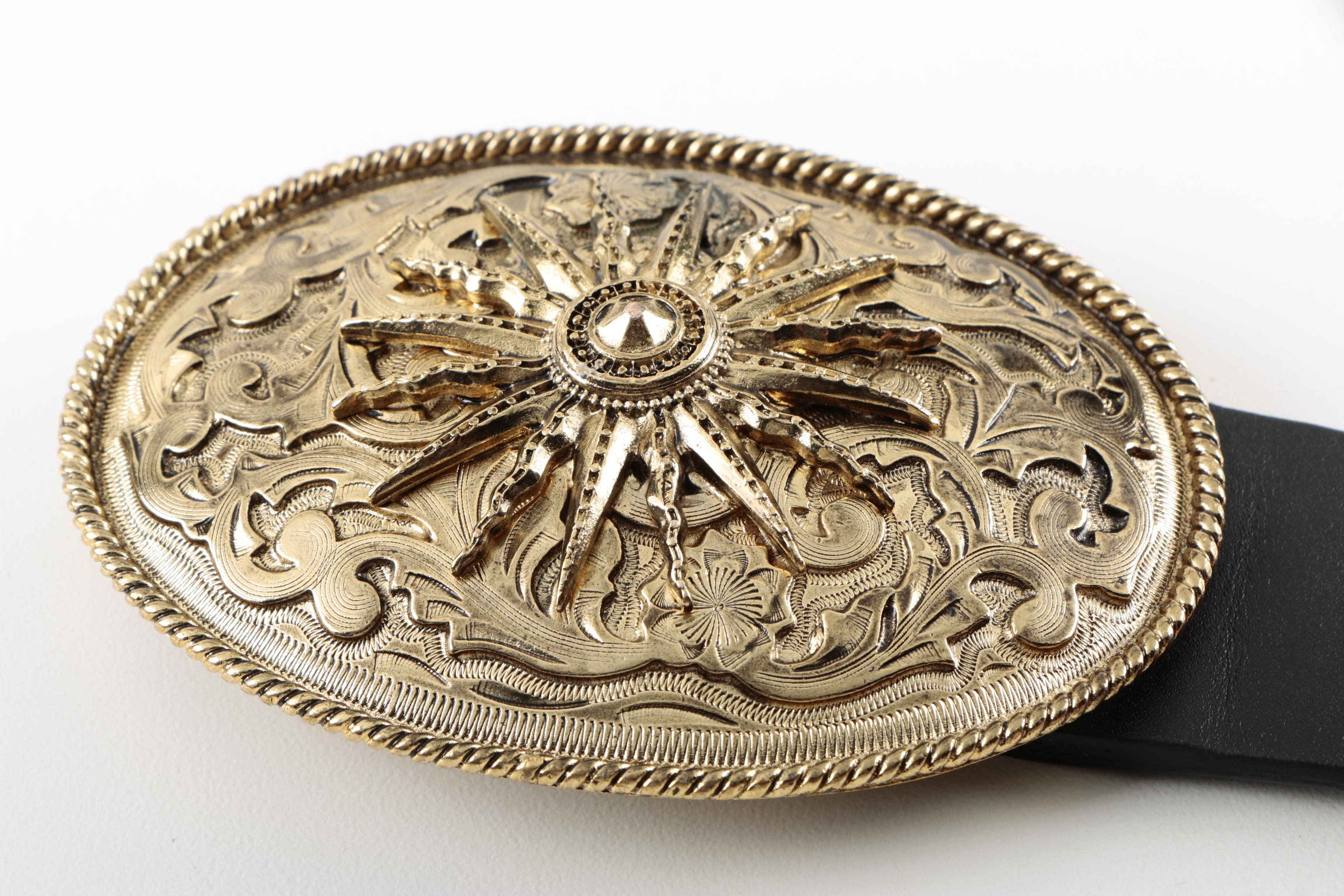 Women's Black and Gold Tone Belts